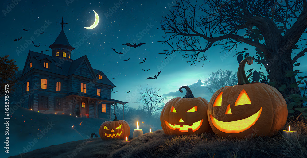 Fototapeta premium halloween background with pumpkin