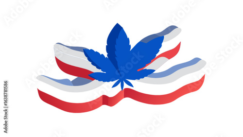 Cannabis marijuana leaf with american flag background vector illustration for medical or recreational use design