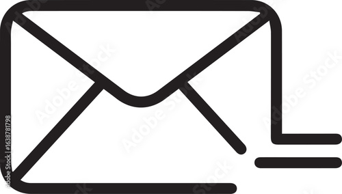 Modern email icon for business communication designs, showcasing a sleek envelope symbol with a notification indicator for messages and digital marketing