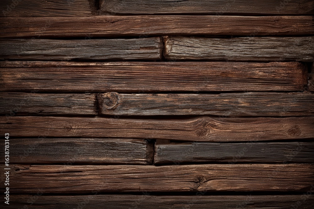 Fototapeta premium Aged Dark Brown Wooden Planks Background