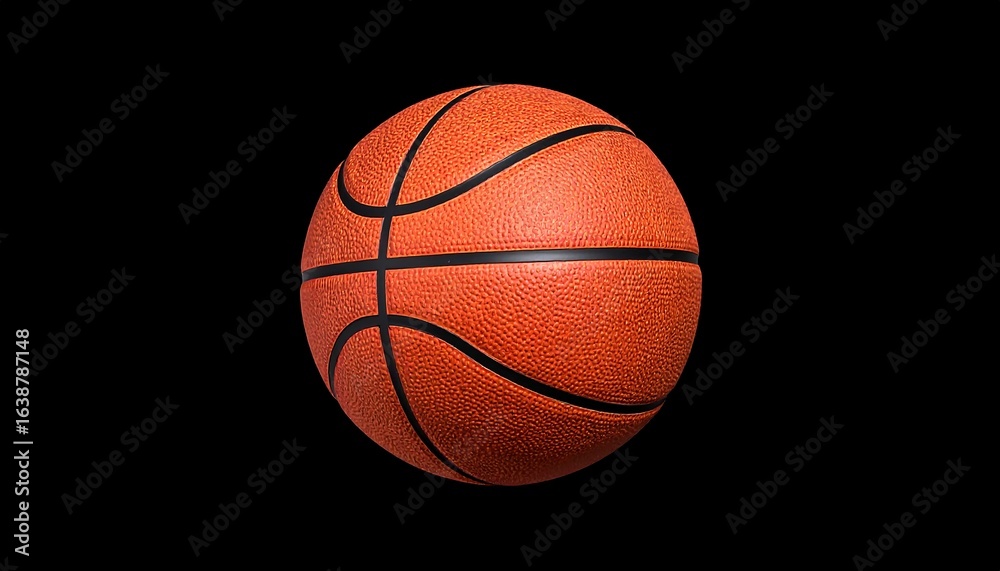 Fototapeta premium A classic orange basketball against a pure black background