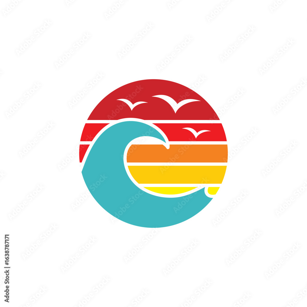 Obraz premium Wave And Whale Tail Logo 001