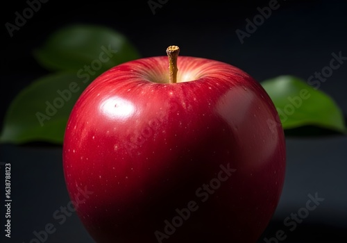 Fresh Red Apple on Dark Background