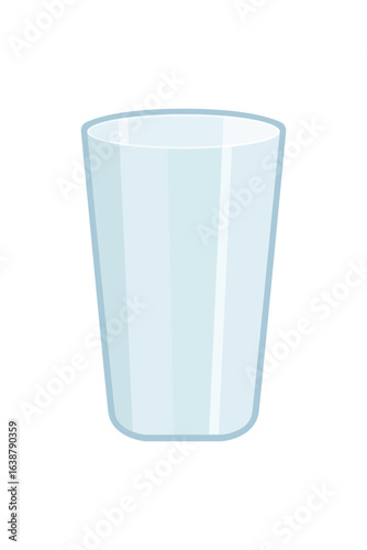 Transparent Drinking Glass Tumbler with Rounded Edges, Clean and Simple Style Vector Illustration