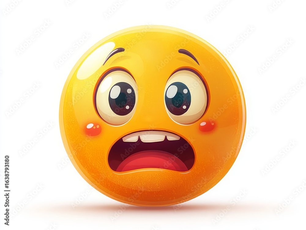 Fototapeta premium Shocked Yellow Emoticon Surprised Face Emoji Expression