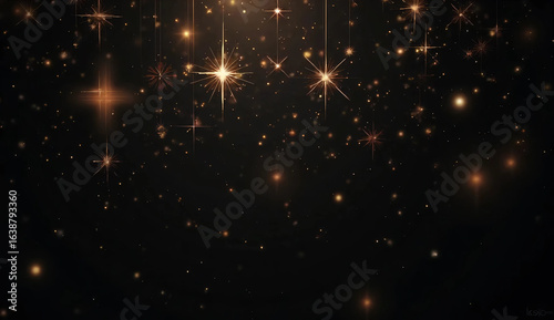 Stars sparkling against a black background. Graphics. Background material. Night sky.