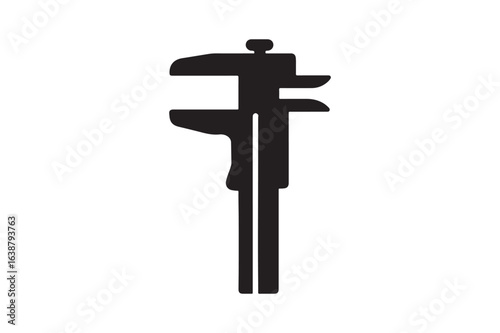 Precision caliper measuring tool silhouette vector art illustration on white background