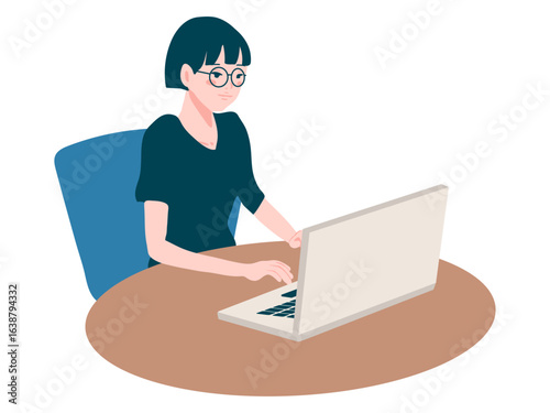 ノートパソコンで仕事をする女性