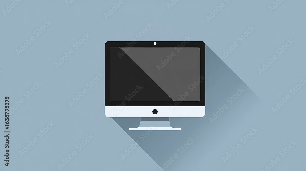 Sleek modern computer monitor displayed against a minimalist blue background with subtle shadow effects, perfect for tech presentations and digital design. Sleek modern computer monitor displayed against a minimalist blue background with subtle shadow effects, perfect for tech presentations and digital design.