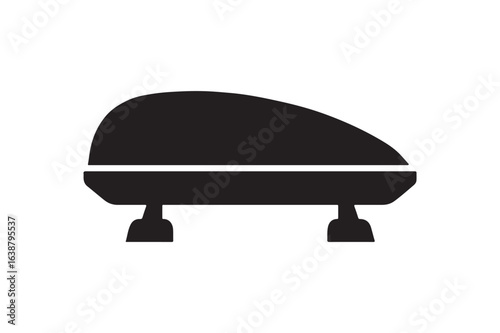 Vehicle roof rack cargo carrier silhouette vector art illustration on white background