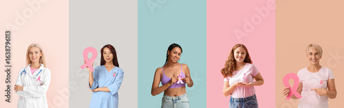 Collage of many women with ...