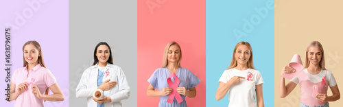 Collage of many women with ...
