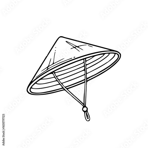 rice paddy hat outline drawing