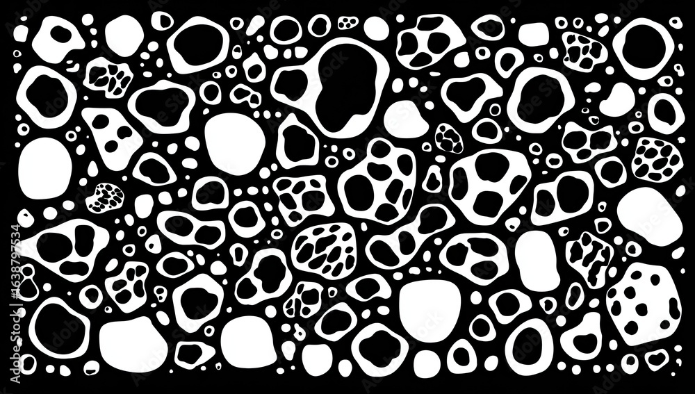 Fototapeta premium Abstract black and white pattern of organic shapes