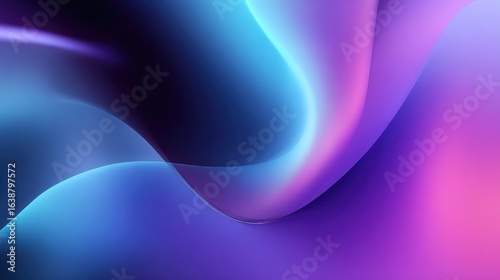 Mesmerizing abstract fluid waves flow with vibrant neon blue and pink gradient light creating a futuristic, ethereal, and dynamic digital art background