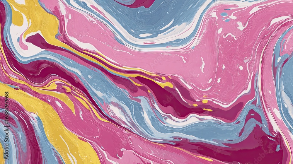 Naklejka premium Multiple Pastel marble swirls blend into an abstract patterns and tiles, offering a sense of glitter fluid motion and tranquility with an artistic flow.
