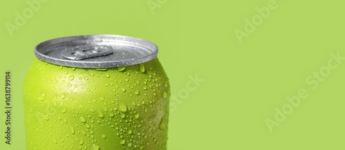 Can of soda on green backgr...