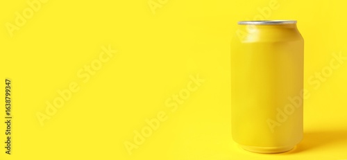 Can of soda on yellow backg...