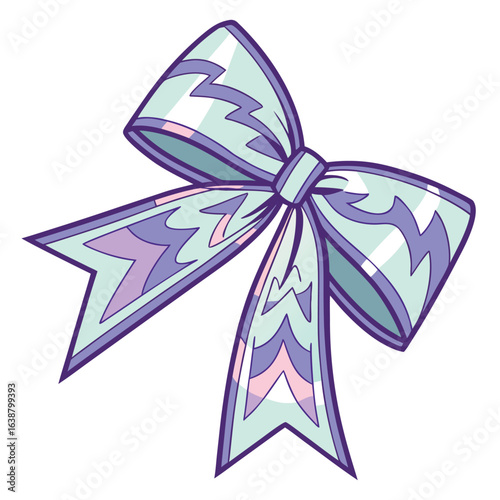 Bowtie showcasing shades of light blue and lavender outlines against a transparent background