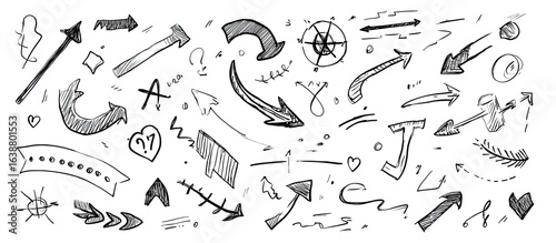 Hand-drawn collection of various arrows and doodles