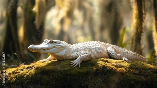 Albino Alligator in the Swamp: A Rare Sight