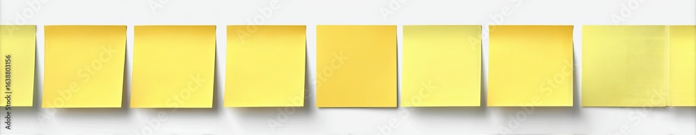 Row of yellow sticky notes Row of yellow sticky notes