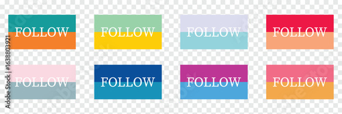 Instagram follow button element transparent background file format PNG gradient  .Vector illustration . in eps 10.