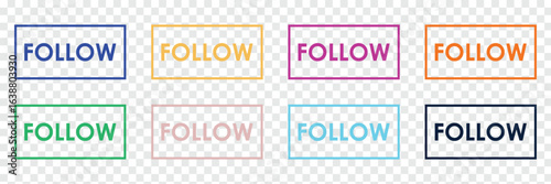 Instagram follow button element transparent background file format PNG gradient  .Vector illustration . in eps 10.