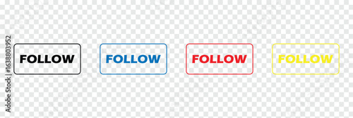 Instagram follow button element transparent background file format PNG gradient  .Vector illustration . in eps 10.