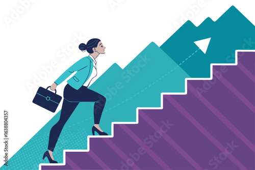 Remarkable Businesswoman Climbing Stairs Success Bol Designer Choice Collection Rich Luxurious Quality Ideal for Editorial Content Creation Creative Industry Standard Photography Creative Asset
