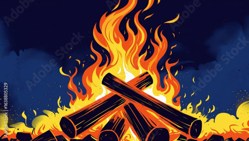 fire in the fireplace