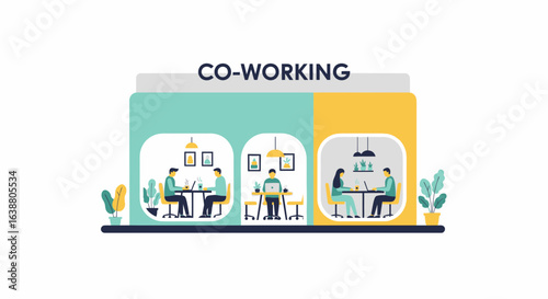 Modern co-working space, collaboration hub for freelancers and entrepreneurs