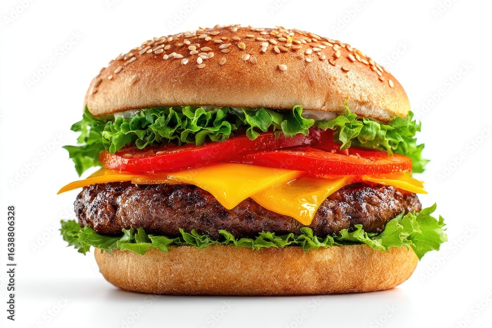 Close-up of a classic cheeseburger Close-up of a classic cheeseburger