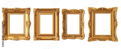Four ornate gold picture frames