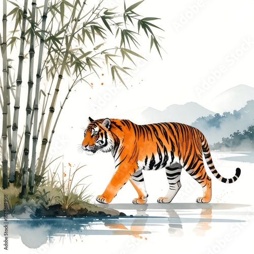 Tiger by Bamboo River