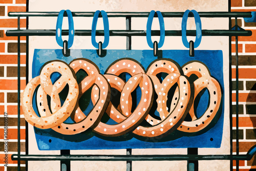 Phenomenal Pretzels Hanging Display Rack Bold Brick Polished Creative Content Bright Cheerful Mood Great for Content Marketing Strategy Professional Portfolio Quality Asset Creative Asset