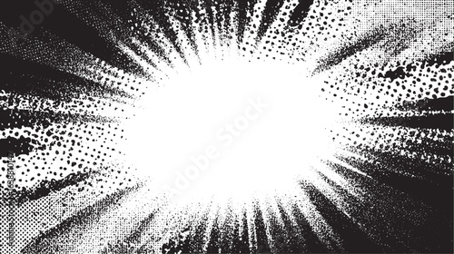 Distorted halftone grunge texture. Abstract fading print pattern with worn dots and noise.  Halftone grunge dot texture background. Vintage comic style distressed overlay with soft noise effect.