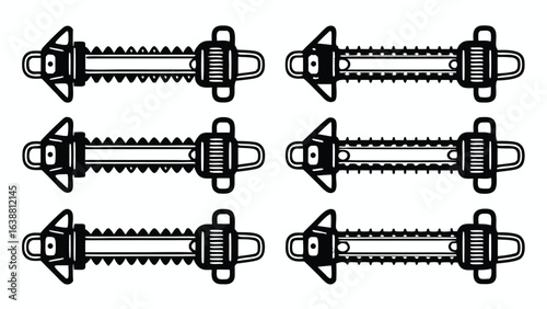 Vintage chainsaw illustrations tool cutting
