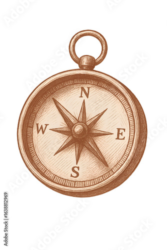 Vintage Hand-Drawn Compass Illustration - Navigation and Direction Concept