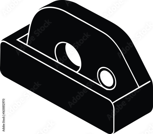black silhouette a tape dispenser on white backgro.eps