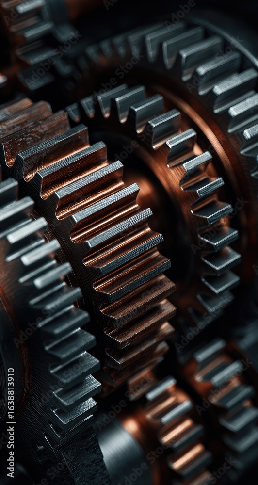 Fototapeta premium Close-up of interlocking gears
