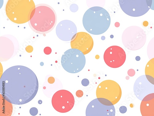 Abstract pattern of overlapping circles in pastel colors against a white background