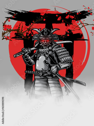 vector illustration of a samurai warrior