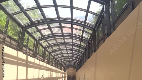 August 8, 2025, Takarazuka City, Hyogo Prefecture, Japan. Inclined elevator in SumiregaokaLa Vista Takarazuka