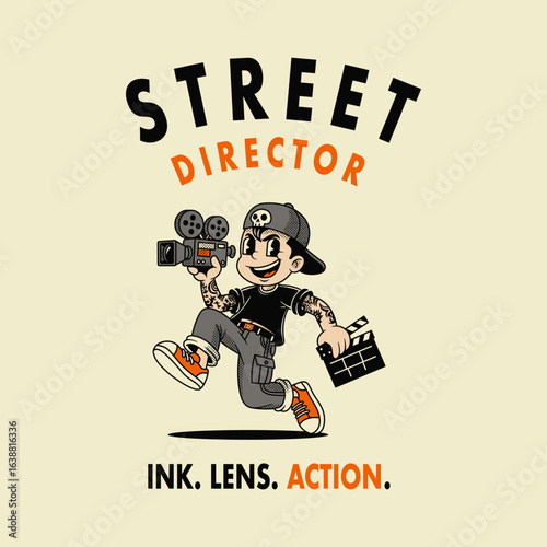 STREET director cute cool cartoon vector hand drawn