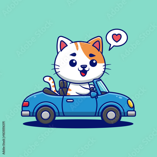 Cute cat love riding cat cute cool cartoon vector hand drawn
