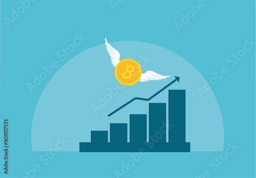 Bitcoin soars with growing financial chart