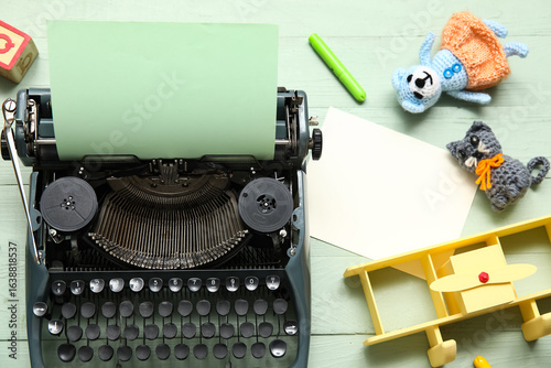 Vintage typewriter with pap...