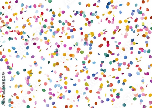 Colorful confetti scattered on white background