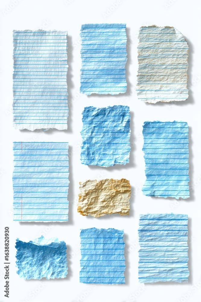 Fototapeta premium Torn lined paper scraps (1)